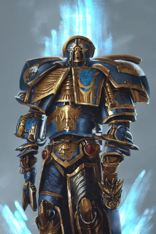 Image similar to armor portrait heros warhammer 4 0 k horus heresy fanart - the primarchs emperor by johannes helgeson animated with vfx concept artist & illustrator global illumination ray tracing hdr fanart arstation zbrush central hardmesh 8 k octane renderer comics stylized