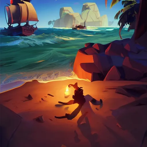 Image similar to painting treasure on sea of thieves game smooth median photoshop filter cutout vector, behance hd by jesper ejsing, by rhads, makoto shinkai and lois van baarle, ilya kuvshinov, rossdraws global illumination