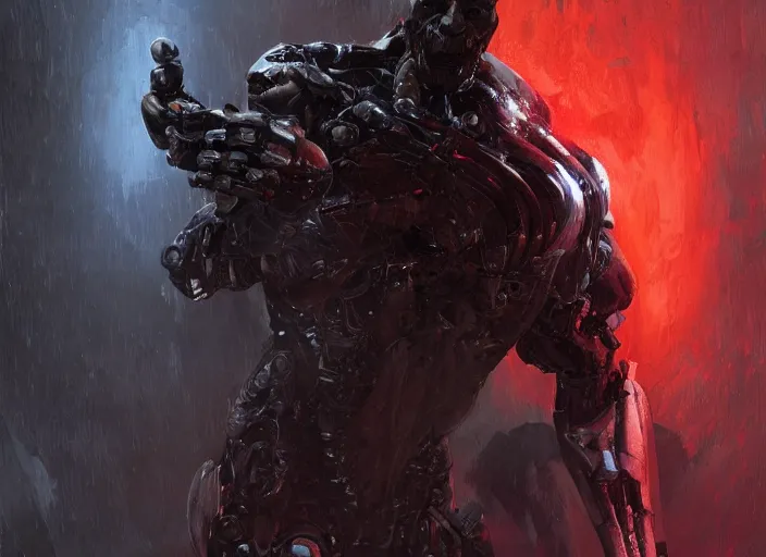 Image similar to willem dafoe as victor stone, full body concept, cyborg, borg, strogg, face of a man, terminator, flesh, quake strogg, doom demon, wolfenstein, monstrous, symmetry, symmetrical, concept art by ruan jia and greg rutkowski