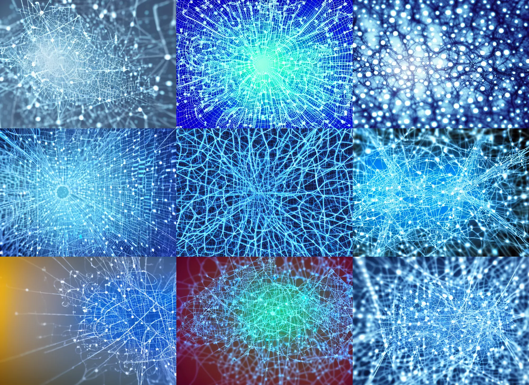 Prompt: a blue 3D neural network, bokeh, abstrait, neutral, artistic