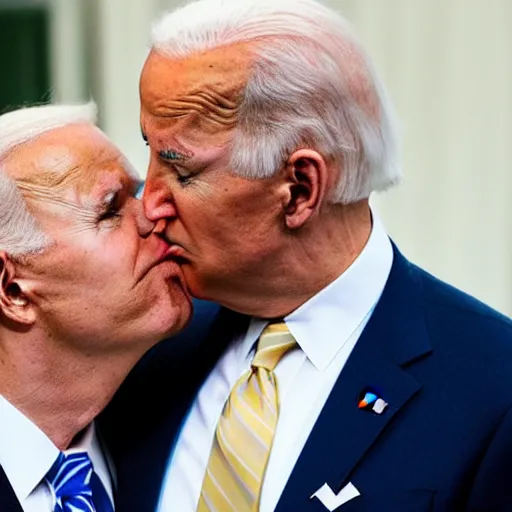 Prompt: trump kissing joe Biden