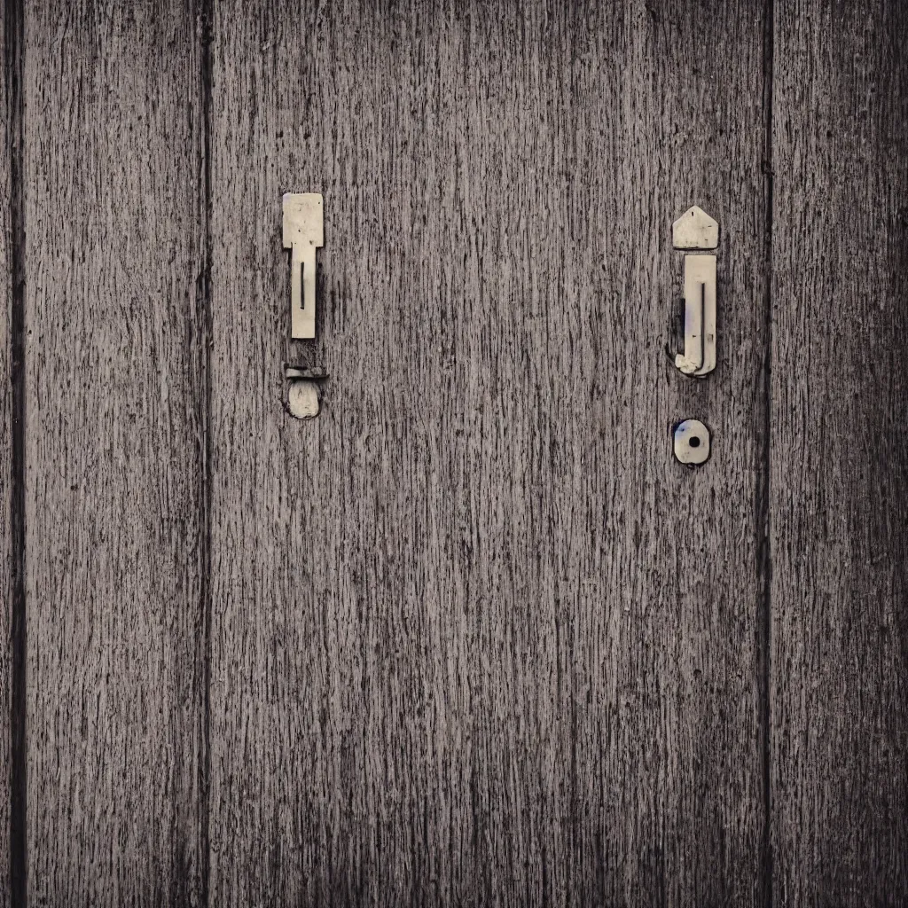 Prompt: a dark wooden door, an handle with bird shape, lights