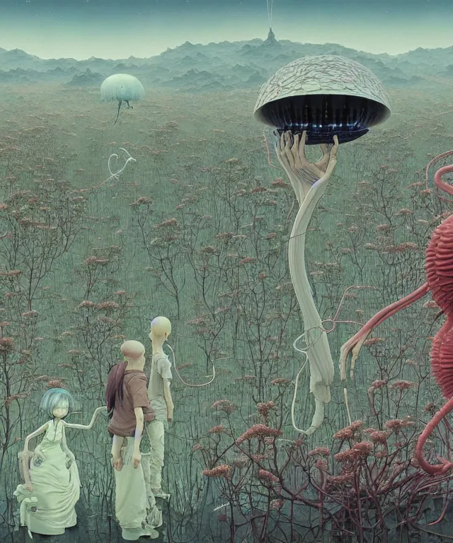 Image similar to early colour 8k photo of the miracle of life by Goro Fujita and Simon Stalenhag, by H.R.Giger, Vania Zouravliov, by Ayami Kojima, Amano, Takato Yamamoto