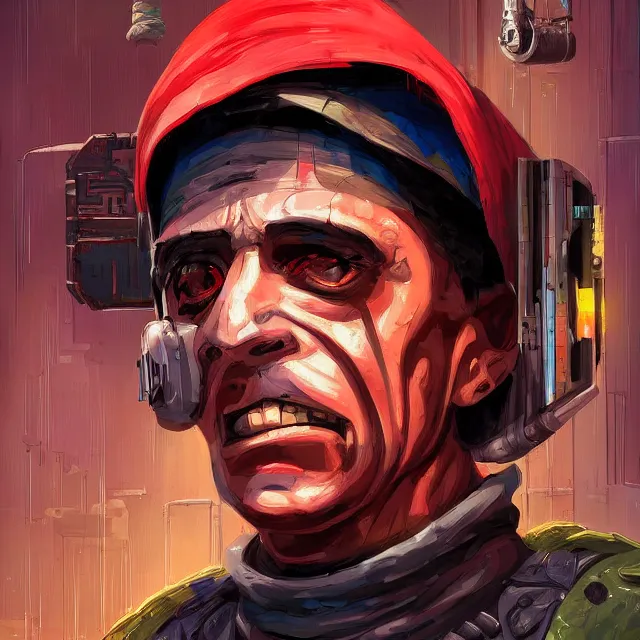 Prompt: a cyberpunk digital painting of El Chavo del Ocho Chaves by Brom