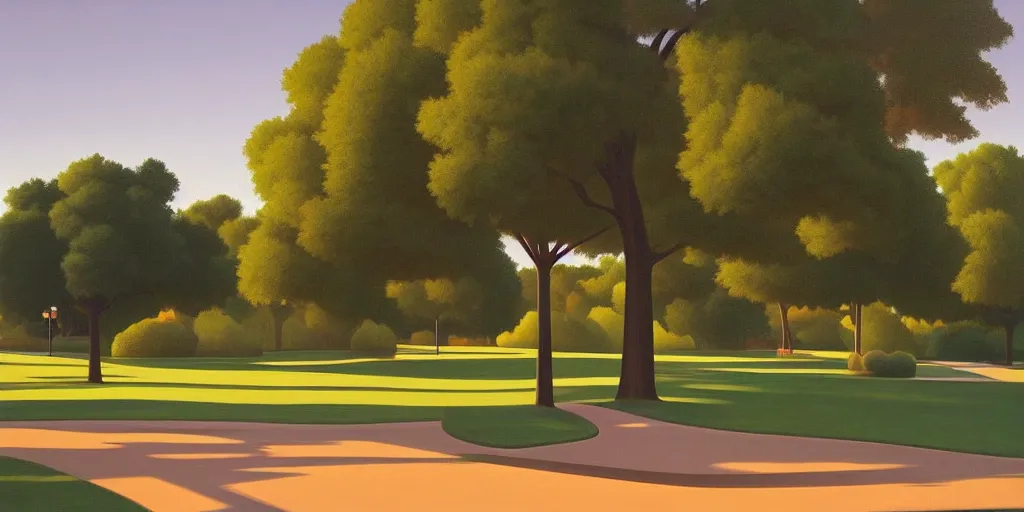 Image similar to the empty park, summer evening, kenton nelson