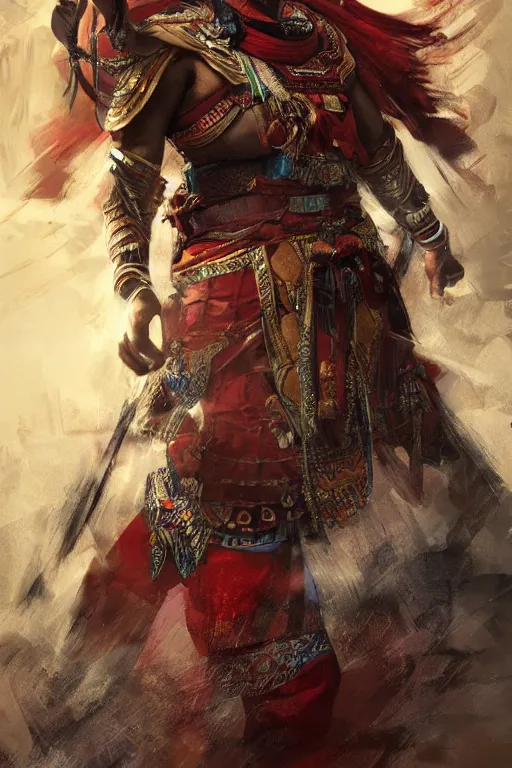 Image similar to Tibetan warrior, portrait, fierce, intricate, elegant, volumetric lighting, scenery, digital painting, highly detailed, artstation, sharp focus, illustration, concept art, ruan jia, steve mccurry