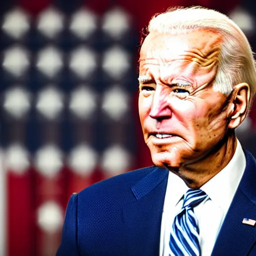 Prompt: macro close-up of joe biden, studio lighting