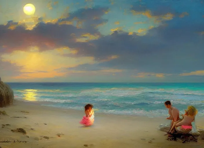 Prompt: beach moonlight by vladimir volegov and alexander averin and delphin enjolras