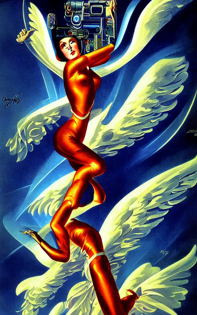 Image similar to futurist cybernetic angel, future perfect, award winning digital art by enoch bolles