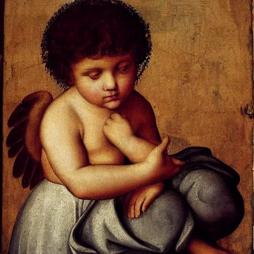 Image similar to Renaissance painting portrait of a cherub