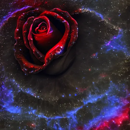 Prompt: award - winning macro of a beautiful radiant black rose made of molten magma and nebulae on black background by harold davis, georgia o'keeffe and harold feinstein, highly detailed, hyper - realistic, inner glow, trending on deviantart, artstation and flickr, nasa space photography, national geographic