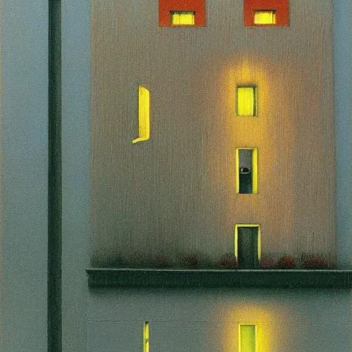 Image similar to a humanoid neon building painted by zdzisław beksinski