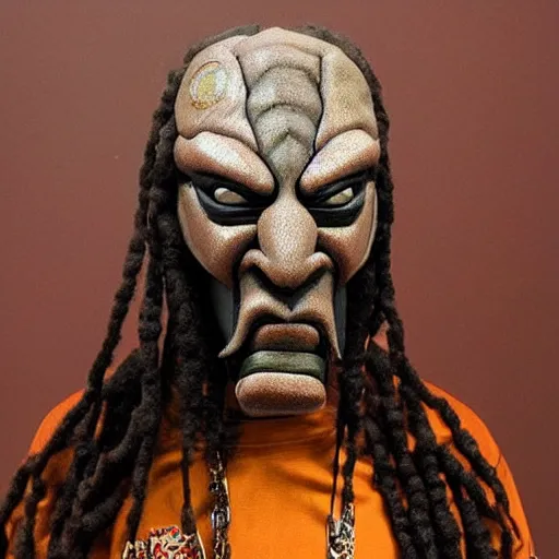 Image similar to dragon priest mask that looks like the face of snoop dogg