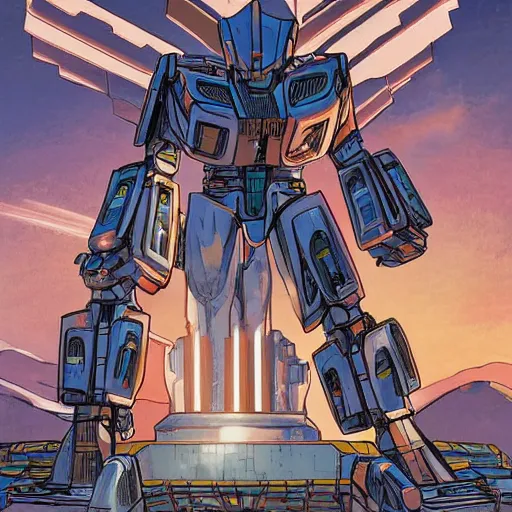 Image similar to mecha robot inside a Greek temple in style of Patrick Gleason and Marvel Comics, soft, glow
