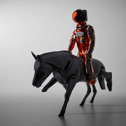 Image similar to hyperrealism aesthetic photography computer simulation visualisation in araki nobuyoshi style of parallel universe movie scene with detailed stylish neofuturistic horse riding on a astronaut and wearing neorofuturistic sci - fi laboratory uniform designed by josan gonzalez. hyperrealism photo on pentax 6 7, by giorgio de chirico volumetric natural light rendered in blender