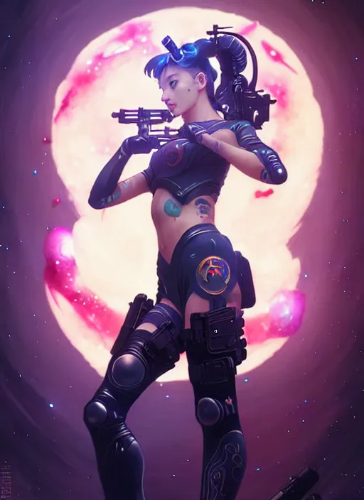 Image similar to sailormoon with tattoos wearing tactical gear, intricate lights, bio luminescent, plasma, by ruan jia and artgerm and range murata and wlop and ross tran and william - adolphe bouguereau and beeple. key art. fantasy illustration. award winning, artstation, intricate details, realistic, hyperdetailed, 8 k resolution.