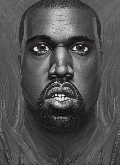 Image similar to portrait of Kanye as a large Lovecraftian monster, fantasy, intricate, elegant, highly detailed, digital painting, artstation, concept art, smooth, sharp focus, illustration, art by artgerm and greg rutkowski