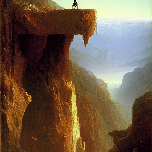 Image similar to a robot standing on the ledge by thomas cole