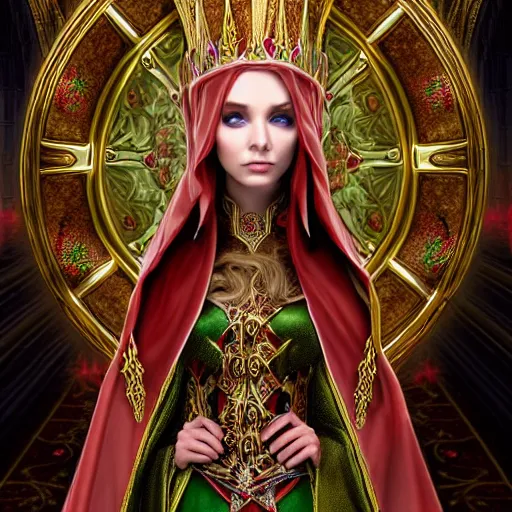 Prompt: beautiful elf queen in ornate robes, highly detailed, 8 k, hdr, award - winning, anne stokes