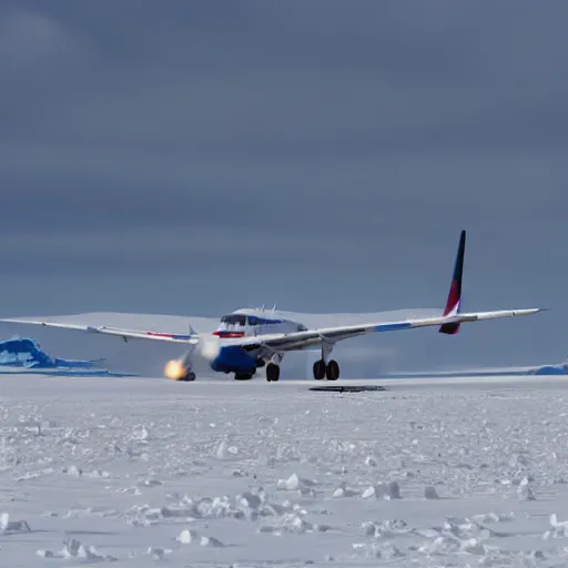 Image similar to plane on antarctic runway approach