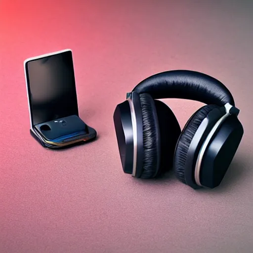 Image similar to wireless headphone stand, futuristic, techno, cyberpunk, product design, render, concept, fun, pastel