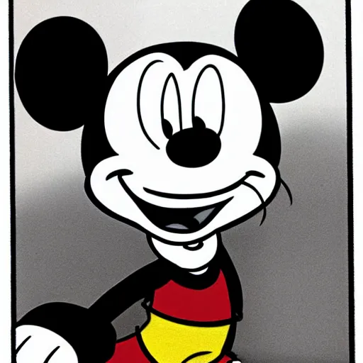 Image similar to brian griffen in mickeymouse cartoon, greyscalte comic