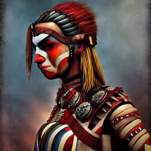 Image similar to harlequin warrior highly detailed, dramatic lighting, ,photorealistic cinematic, 4k