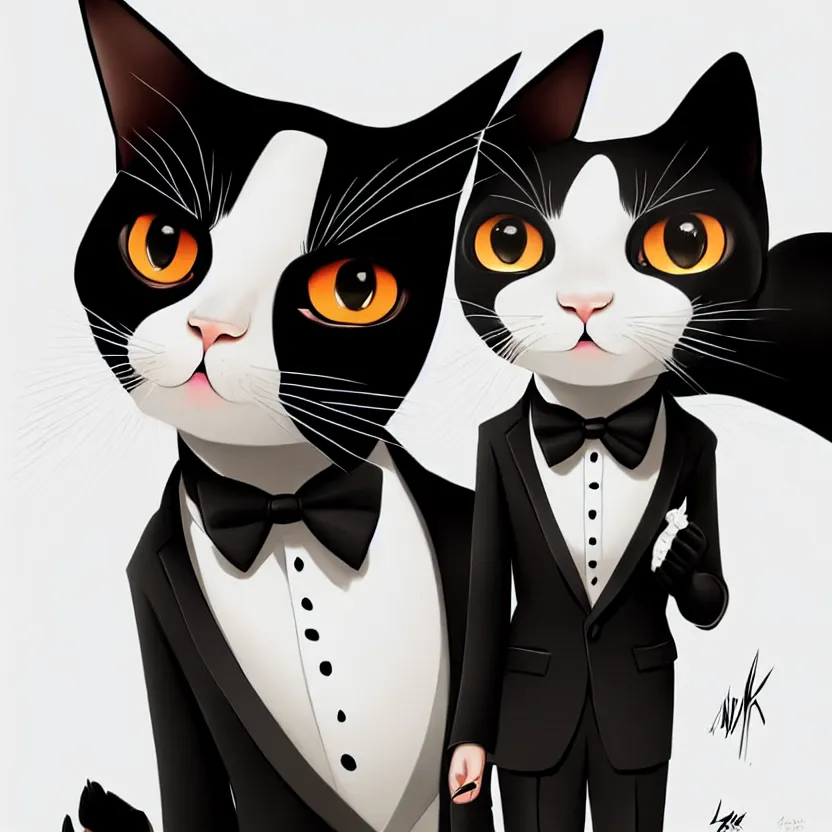 slim cruel business humanoid ginger cat in tuxedo with | Stable ...