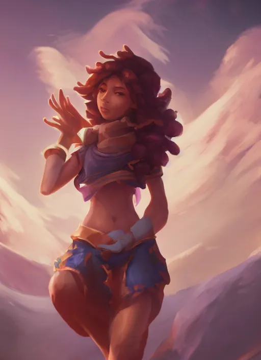 Image similar to taliyah, from league of legends, au naturel, pawg, hyper detailed, digital art, trending in artstation, cinematic lighting, studio quality smooth render, unreal engine 5 rendered, octane rendered, art style by kristen liu - wong and nixeu and ian sprigger and wlop and krenz cushart