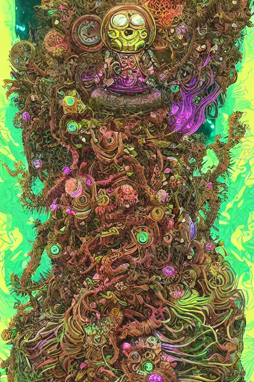 Image similar to creature sushi roots cactus elemental flush of force nature micro world fluo light deepdream a wild amazing steampunk baroque ancient alien creature, intricate detail, colorful digital painting that looks like it is from borderlands and by feng zhu and loish and laurie greasley, victo ngai, andreas rocha, john harris