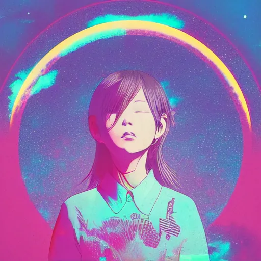 Image similar to a music disc by inio asano, beeple and james jean, aya takano color style, 4 k, super detailed, night sky, digital art, digital painting, celestial, majestic, colorful