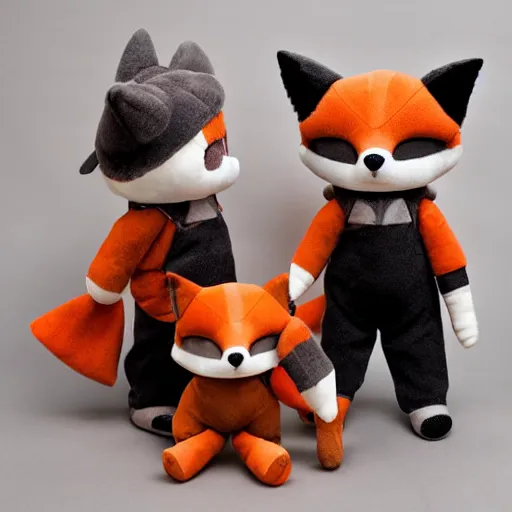 Image similar to cute fumo plush of a foxboy builder, dramatic, three point lighting