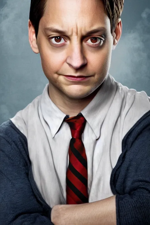 Prompt: tobey maguire playing harry potter, portait photo, 4 k, studio lighting