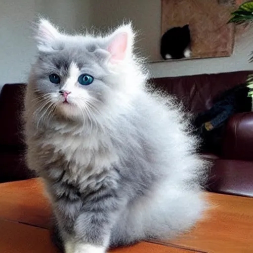 Prompt: cute fluffy cat with wings