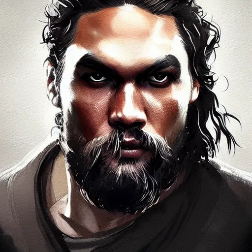 Prompt: “ portrait of jason momoa by greg rutkowski, young, attractive, highly detailed portrait, scifi, digital painting, artstation, concept art, smooth, sharp foccus ilustration, artstation hq ”