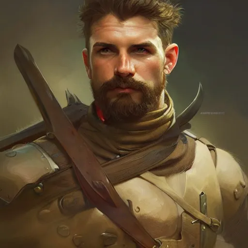 Prompt: portrait of a young rugged ranger, muscular, upper body, longsword, D&D, fantasy, intricate, cinematic lighting, highly detailed, digital painting, artstation, concept art, smooth, sharp focus, illustration, art by Artgerm and Greg Rutkowski and Alphonse Mucha