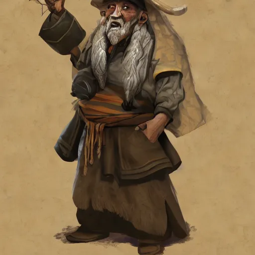 Prompt: illustration of a merchant, old man, concept art, artstation, detailed, intricate