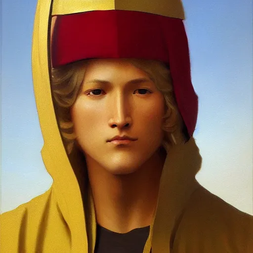 Prompt: Painting of Char Aznable. Art by william adolphe bouguereau. During golden hour. Extremely detailed. Beautiful. 4K. Award winning.