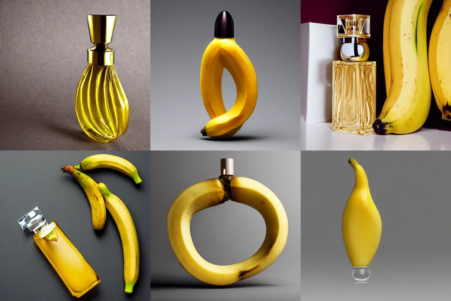 Prompt: A perfume bottle in the shape of a banana