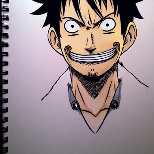 Image similar to luffy with mustache by kim jung gi