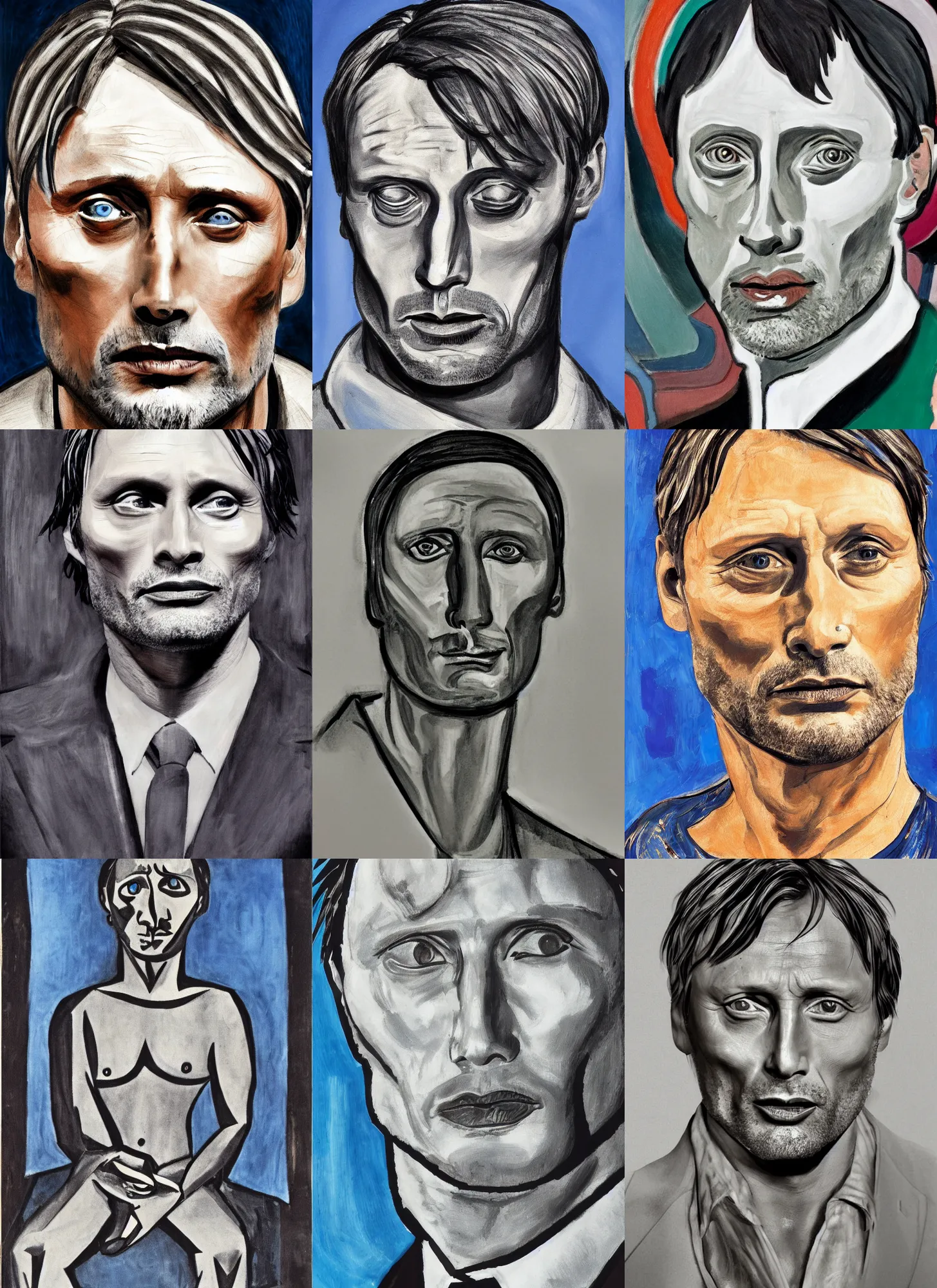 Prompt: Mads Mikkelsen by Picasso highly detailed, HD, 4K