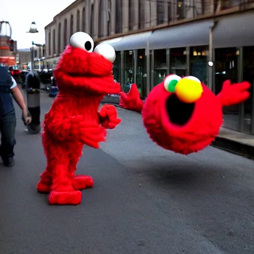 Image similar to elmo caught by paparazzi