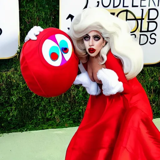 Prompt: lady gaga wearing a super mario costume