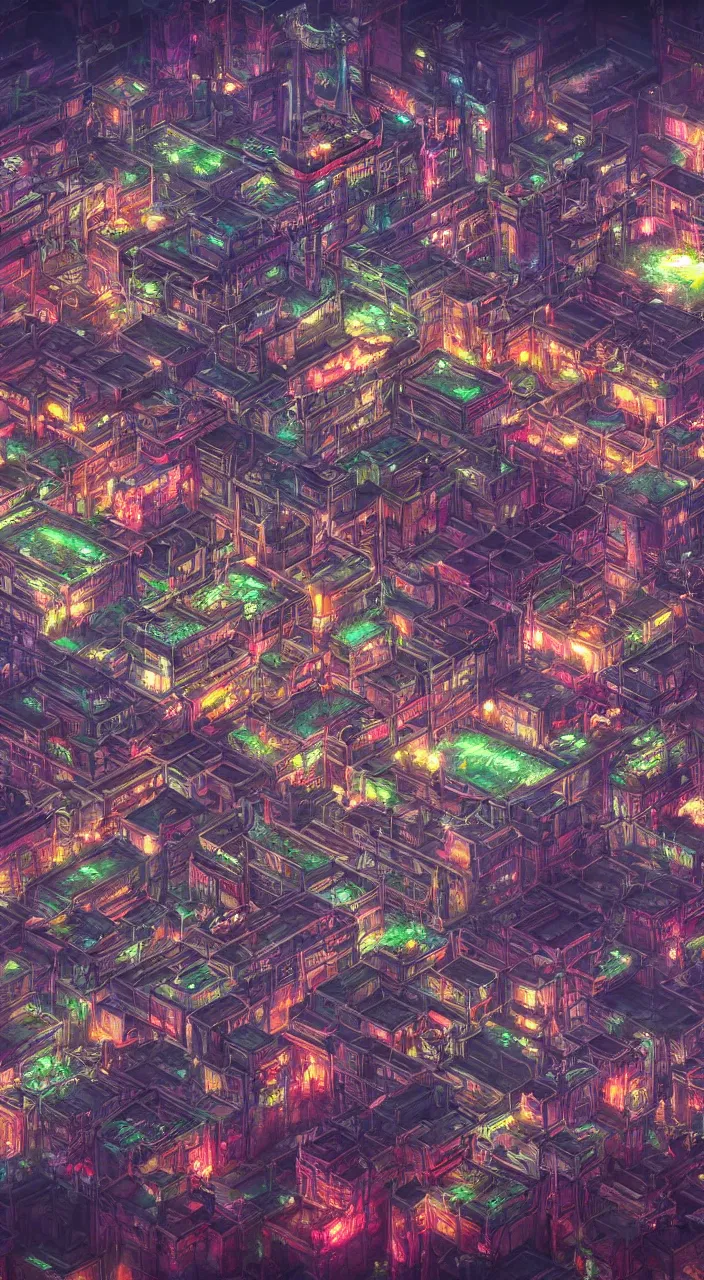 Image similar to neon Kowloon fortress city in anime style, Photorealistic. Very detailed. High energy physics. cannabis. Rendering VRY. Unreal Engine, 3D, Clear focus, fantasy style, Octane rendering, Surround lighting, 8k high resolution, High detail, trending at art Station, magic the gathering cover
