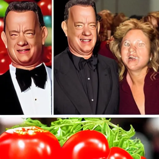 Prompt: tom hanks made out of a tomato