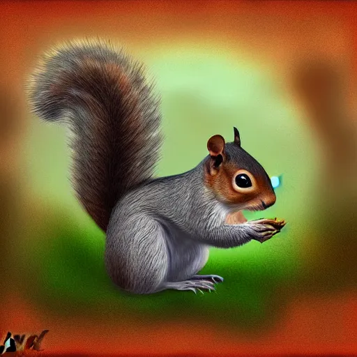 Prompt: a squirrel, digital art by Max Grecke