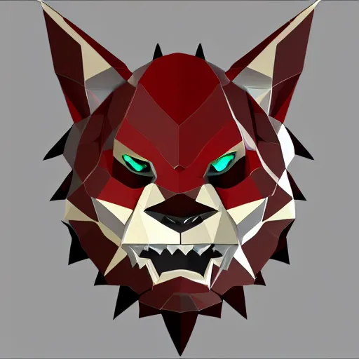 Image similar to a vector logo of rengar from league of legends, low poly,