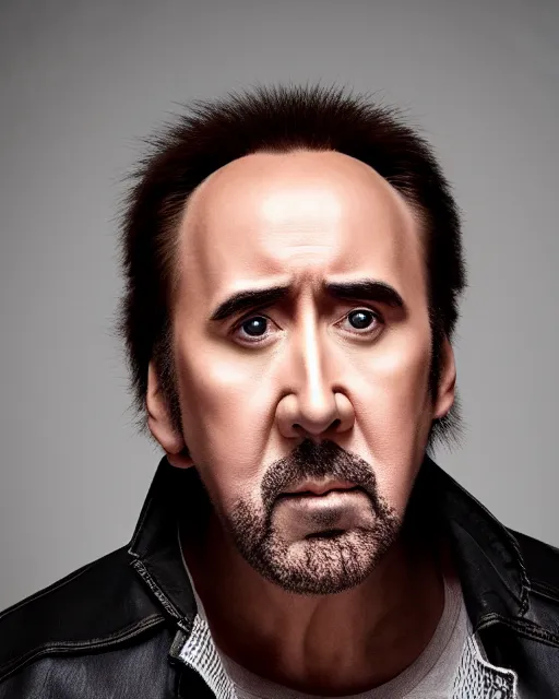 Image similar to nicolas cage headshot headshot even lighting