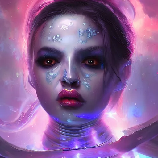 Prompt: award winning stunning UHD digital airbrush painting portrait of a necromancer space princess by WLOP, masterful