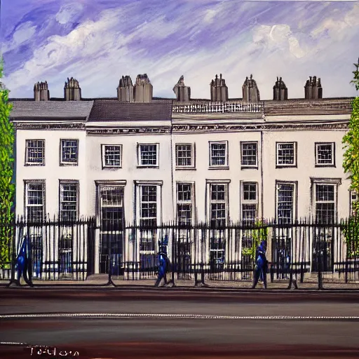 Prompt: A painting of ten downing street 2060, 4k Ultra HD